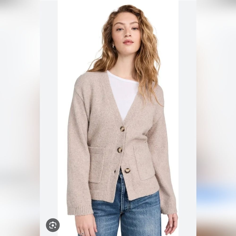 Le Jean Willa Taupe Alpaca Yak Wool Cardigan Size S Old Money Chic